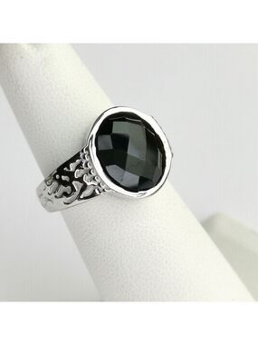 Sterling silver round Black Onyx ring size 6 🆕